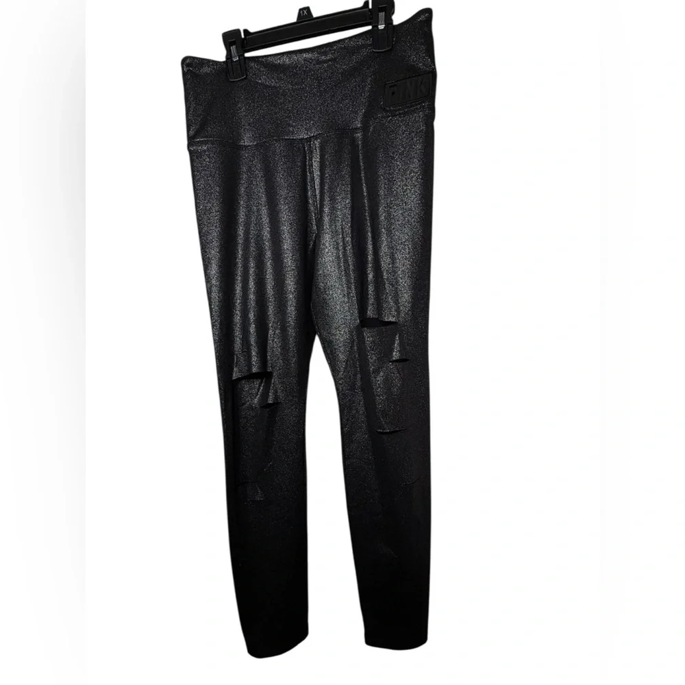Pink Victoria's Secret‎ Ultimate Black Sparkle High Waisted Athletic Leggings